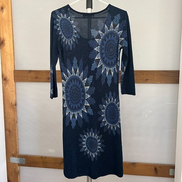 Desigual Helen Mandala Sequin Print 3/4 Sleeve Knit Mini Scoop Neck Dress Sz M - Picture 9 of 13